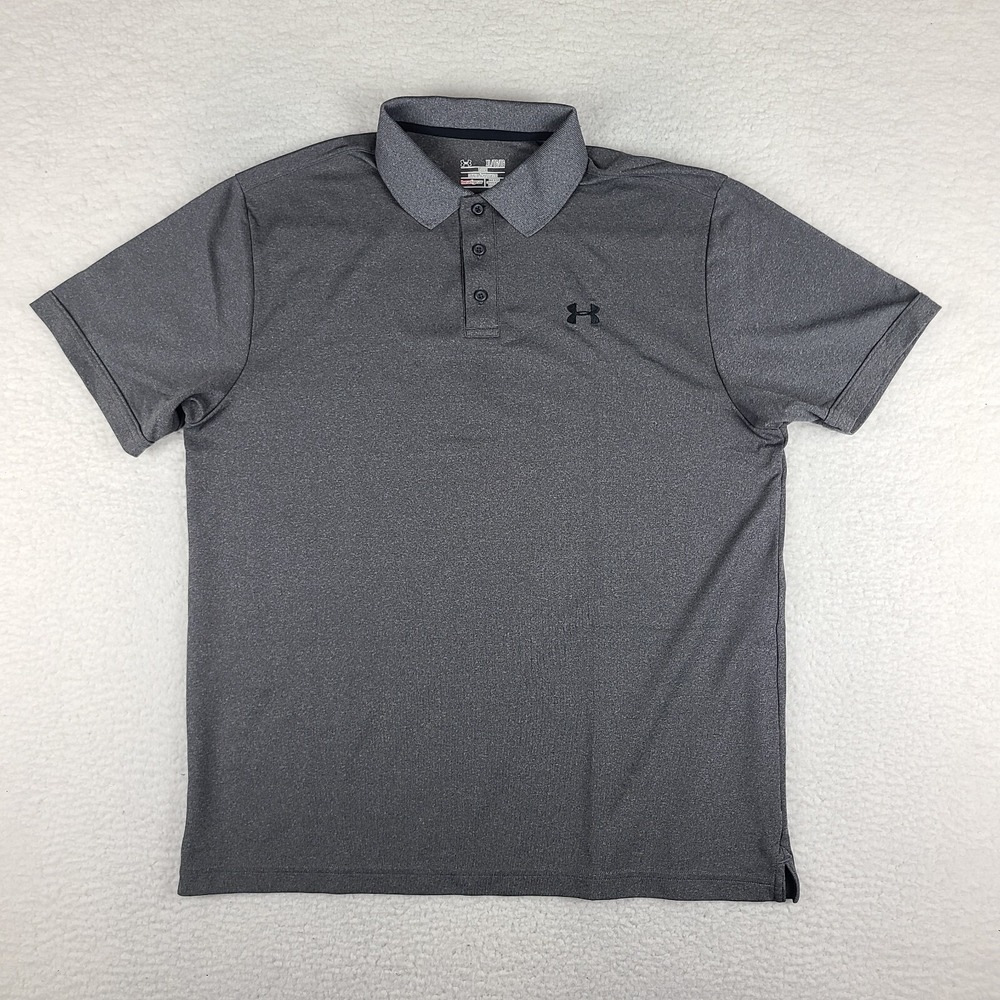 Under Armour Polo Shirt Mens XL Dark Gray Loose Heategear Performance